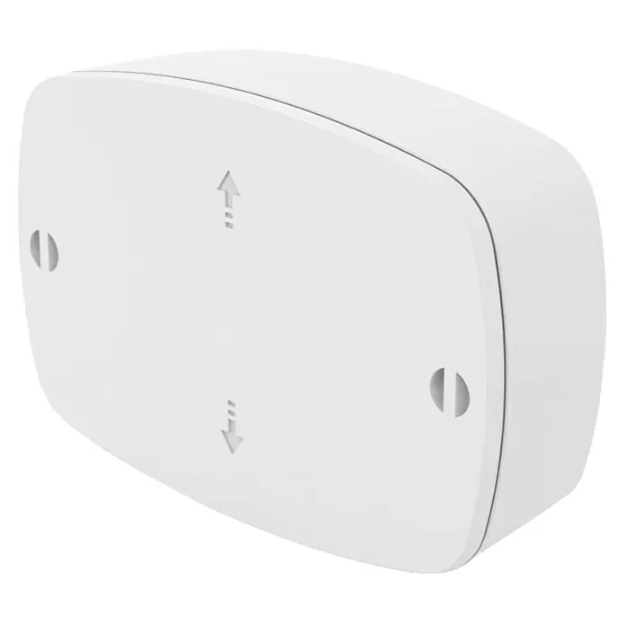 Hama LED-Nachtlicht Cozy 223502 - L x B x H: 4,4 x 6,4 x 2,5 cm - Weißes, rechteckiges Kunststoffgehäuse mit abgerundeten Ecken, seitlichen Öffnungen und geprägten Richtungspfeilen.