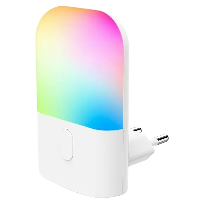 Hama LED-Nachtlicht Color 223504 - L x B x H: 9 x 6,5 x 17 cm, RGBW - Weißes Nachtlicht mit farbigem Farbverlauf und europäischem Stecker.