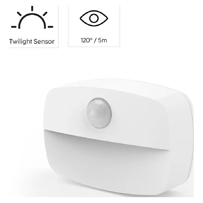 Hama LED-Nachtlicht Cozy 223502 - L x B x H: 4,4 x 6,4 x 2,5 cm - Weißer PIR-Bewegungsmelder mit Dämmerungserkennung und 120°/5m Erfassungsbereich.