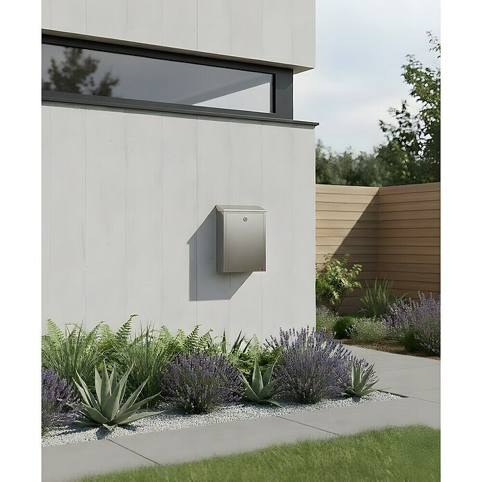 Allux Standbriefkasten 250 (L x B x H: 140 x 280 x 390 mm, Silber, Stahl) | BAUHAUS