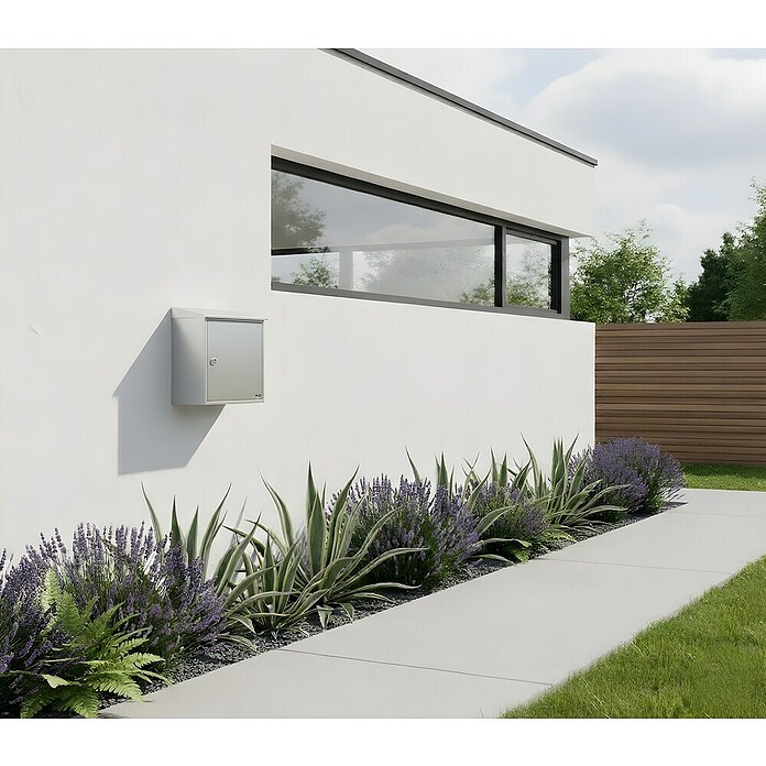 Allux Standbriefkasten LT150 (L x B x H: 150 x 390 x 330 mm, Silber, Stahl) | BAUHAUS