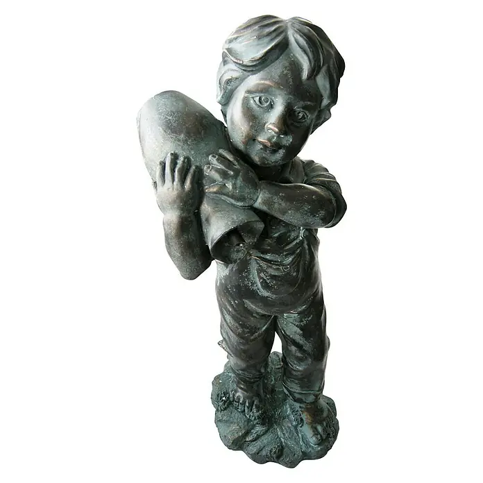 Ubbink Wasserspeier Yannick - Junge - Bronzestatue eines Jungen mit Krug, detailreich und wetterfest, ideal für Garten oder Terrasse.