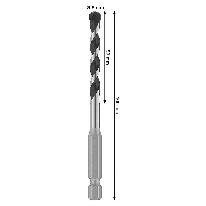 Bosch Sveder za kovino HEX-5  (Premer vrtalnega svedra: 6 mm, Delovna dolžina: 50 mm, Dolžina: 100 mm) | 2546 - Bohrer Stein, Beton | BCDA - Zubeh Bohrm/Bohrhämmer/Akkumasch | BCD - Maschinenzubehör | BC - Maschinenzubehör | B - Werkz/Masch/Maschzubeh/Auto | BAUHAUS
