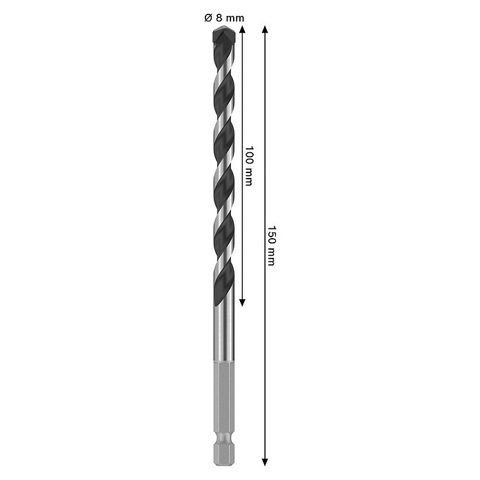 Bosch Sveder za kovino HEX-5  (Premer vrtalnega svedra: 8 mm, Delovna dolžina: 100 mm, Dolžina: 150 mm) | 2546 - Bohrer Stein, Beton | BCDA - Zubeh Bohrm/Bohrhämmer/Akkumasch | BCD - Maschinenzubehör | BC - Maschinenzubehör | B - Werkz/Masch/Maschzubeh/Auto | BAUHAUS