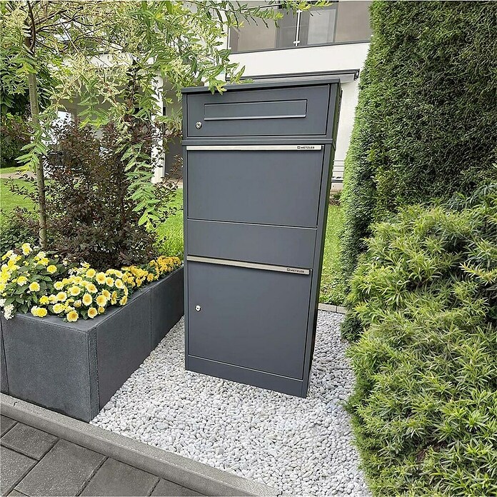 Metzler Paketbox Bispo (L x B x H: 37,3 x 50,2 x 112 cm, Anthrazit, Stahl, Paketfach) | BAUHAUS