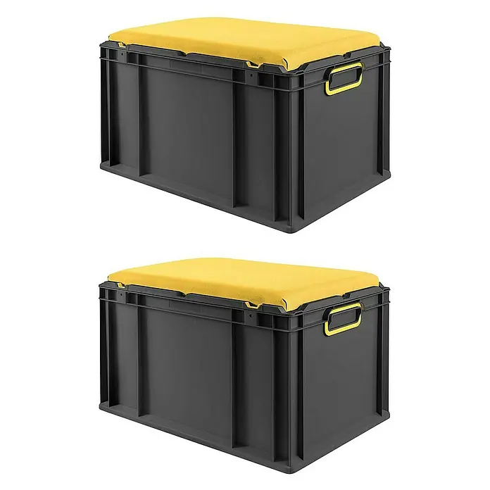 Proregal Euroboxen-Set 2x NextGen Seat Box Gelb - L x B x H: 60 x 40 x 36,5 cm, Kunststoff, Schwarz-Gelb, 2 Stk.