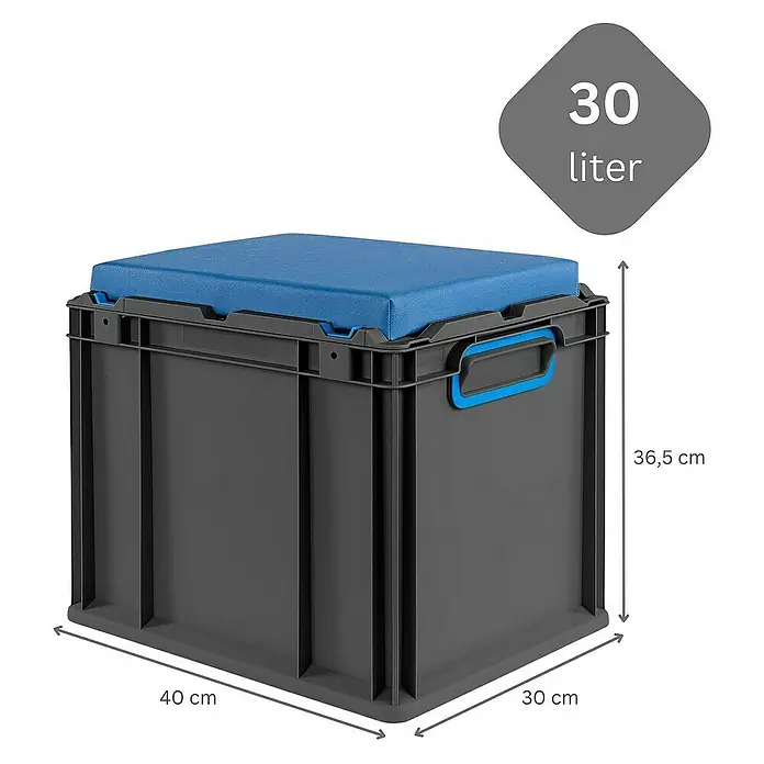 Proregal Euroboxen-Set 4x NextGen Seat Box Blau - L x B x H: 40 x 30 x 36,5 cm, Kunststoff, Schwarz-Blau, 4 Stk.