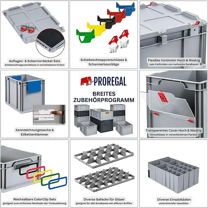 Proregal Euroboxen-Set 4x NextGen Seat Box Blau - L x B x H: 40 x 30 x 36,5 cm, Kunststoff, Schwarz-Blau, 4 Stk.