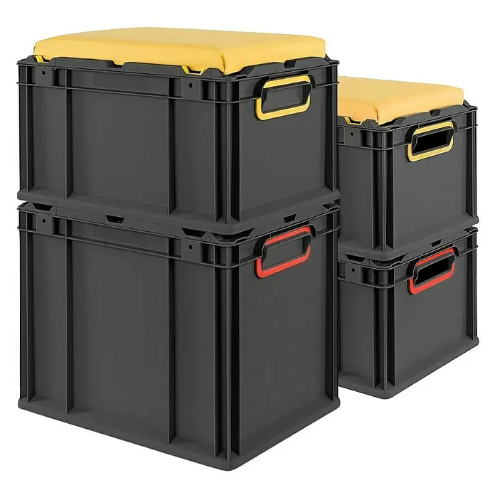 Proregal Euroboxen-Set 4x NextGen Seat Box Blau - L x B x H: 40 x 30 x 36,5 cm, Kunststoff, Schwarz-Blau, 4 Stk.