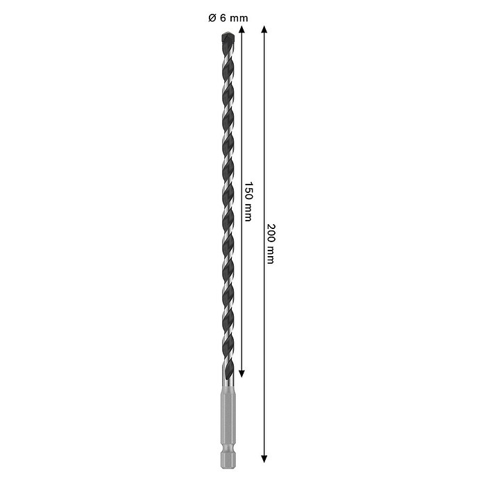 Bosch Broca para metal HEX-5 (Diámetro de la broca: 6 mm, Longitud de trabajo: 150 mm, Largo: 200 mm) | BAUHAUS