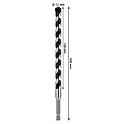 Bosch Broca para metal HEX-5 (Diámetro de la broca: 12 mm, Longitud de trabajo: 150 mm, Largo: 200 mm) | BAUHAUS