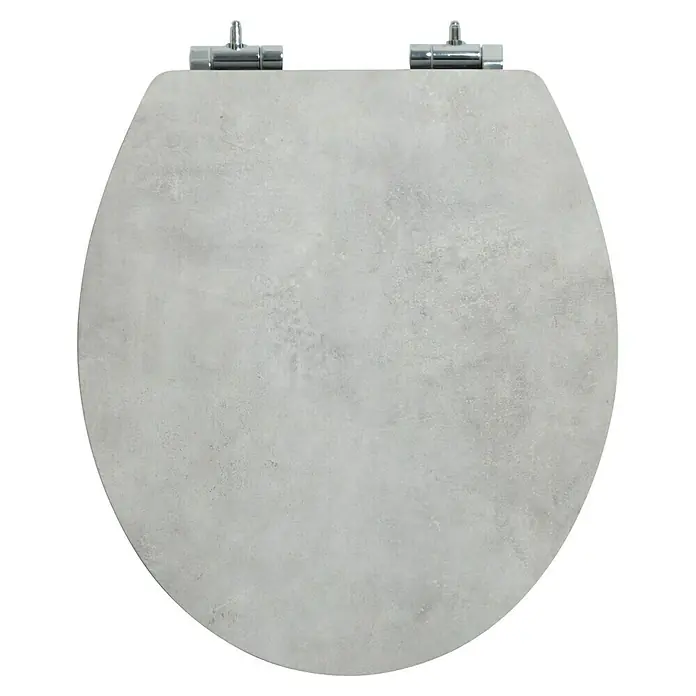 Poseidon Tapa de WC Light - MDF, Gris, Con caída amortiguada - Tapa de inodoro gris efecto piedra con bisagras cromadas.