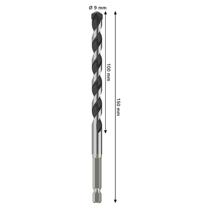 Bosch Broca para metal HEX-5 (Diámetro de la broca: 9 mm, Longitud de trabajo: 100 mm, Largo: 150 mm) | BAUHAUS
