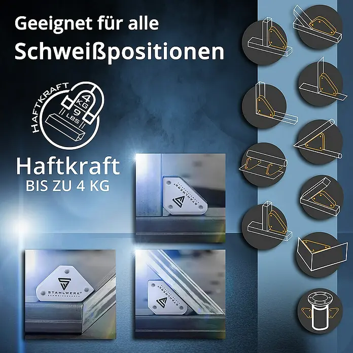 STAHLWERK Schweiß-Winkelmagnet 30° x 45° x 60° x 75° x 90° x 135°, 2 x 4 kg - 