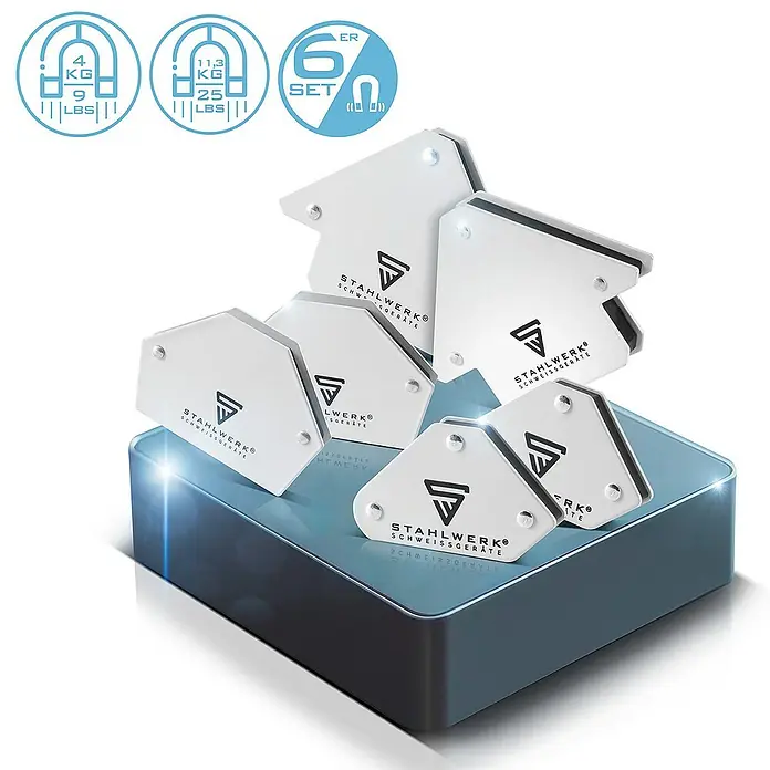 STAHLWERK Schweiß-Winkelmagnet 30° x 45° x 60° x 75° x 90° x 135°, 2 x 4 kg - 