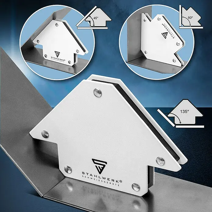 STAHLWERK Schweiß-Winkelmagnet 30° x 45° x 60° x 75° x 90° x 135°, 2 x 4 kg - 
