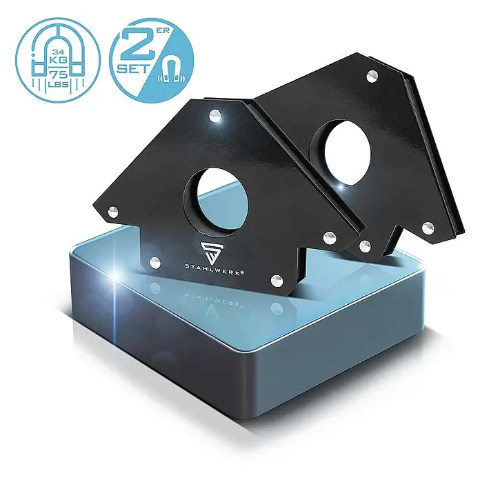 STAHLWERK Schweiß-Winkelmagnet 2er Set Magnet-Schweißwinkel - 