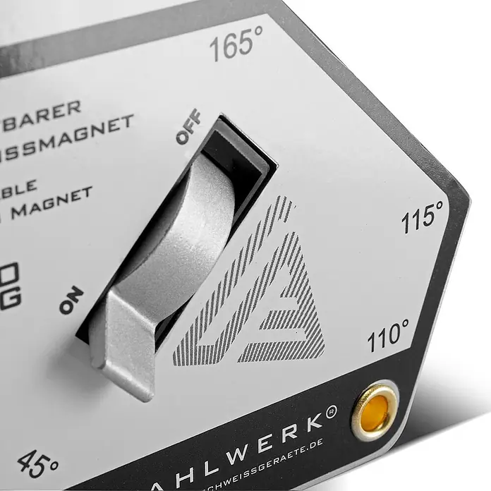 STAHLWERK Schweiß-Winkelmagnet Magnet-Schweißwinkel 45° - 165° 30 kg / 66 lbs - 