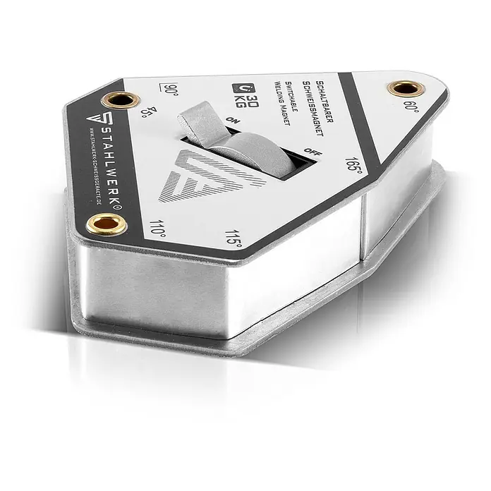 STAHLWERK Schweiß-Winkelmagnet Magnet-Schweißwinkel 45° - 165° 30 kg / 66 lbs - 