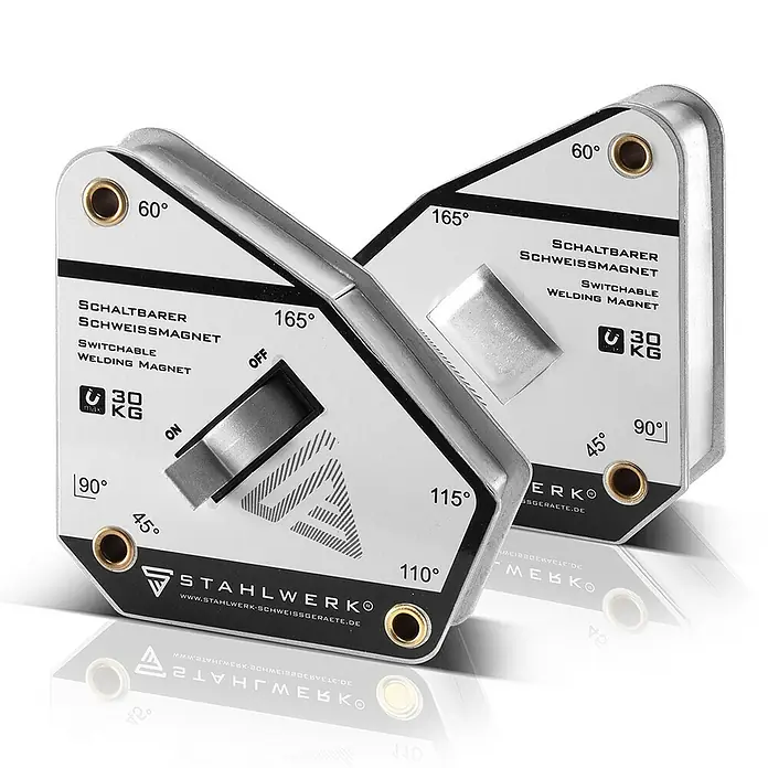 STAHLWERK Schweiß-Winkelmagnet Magnet-Schweißwinkel 45° - 165° 30 kg / 66 lbs - 