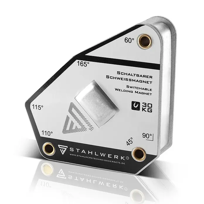 STAHLWERK Schweiß-Winkelmagnet Magnet-Schweißwinkel 45° - 165° 30 kg / 66 lbs - 