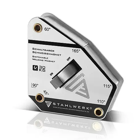 STAHLWERK  Schweiß-Winkelmagnet Magnet-Schweißwinkel 45° - 165° 30 kg / 66 lbs