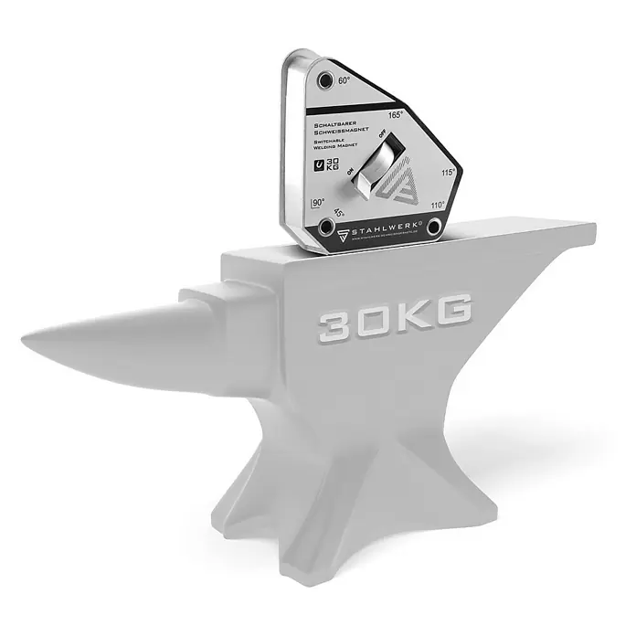 STAHLWERK Schweiß-Winkelmagnet Magnet-Schweißwinkel 45° - 165° 30 kg / 66 lbs - 