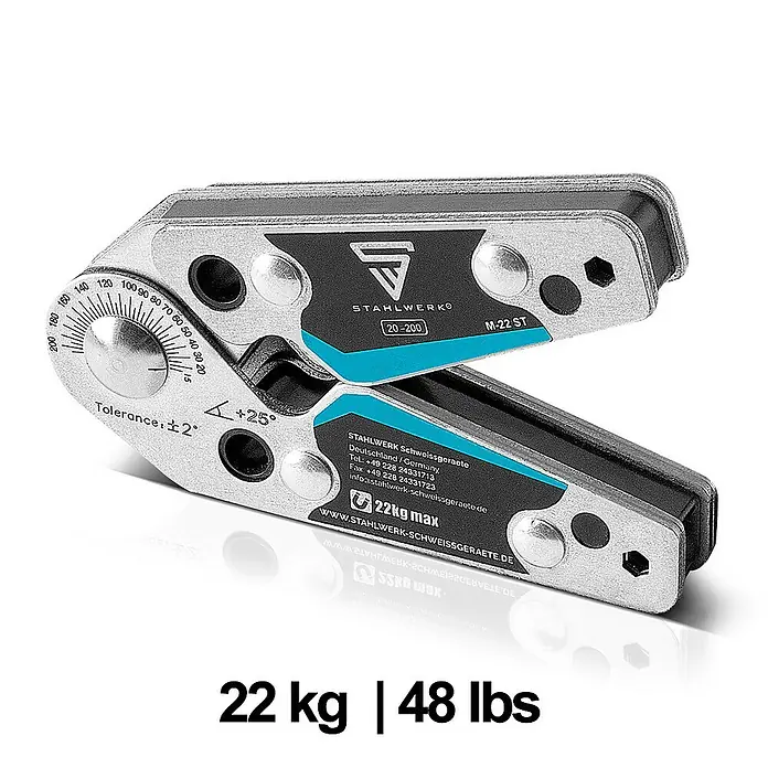 STAHLWERK Schweiß-Winkelmagnet 20° - 200° 22 kg / 48 lbs - 