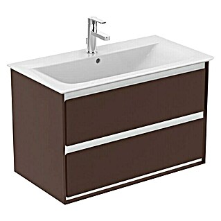 Ideal Standard Connect Air Waschtischunterschrank (80 x 44 x 51,7 cm, 2 Schubkästen, Braun/Weiß, Matt)