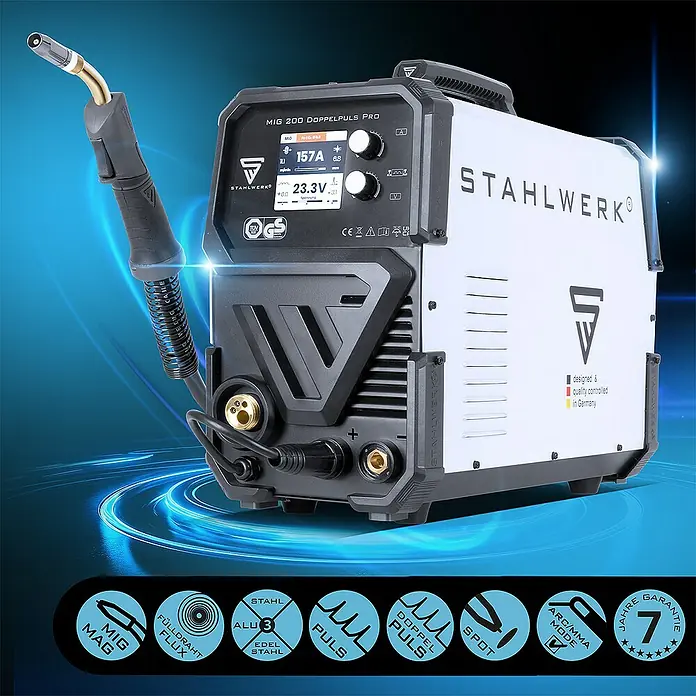 STAHLWERK MIG/MAG-Schweißgerät Schweißgerät MIG MAG 200 Doppelpuls Pro - Schweißstrom: 50 A - 200 A, 230 V