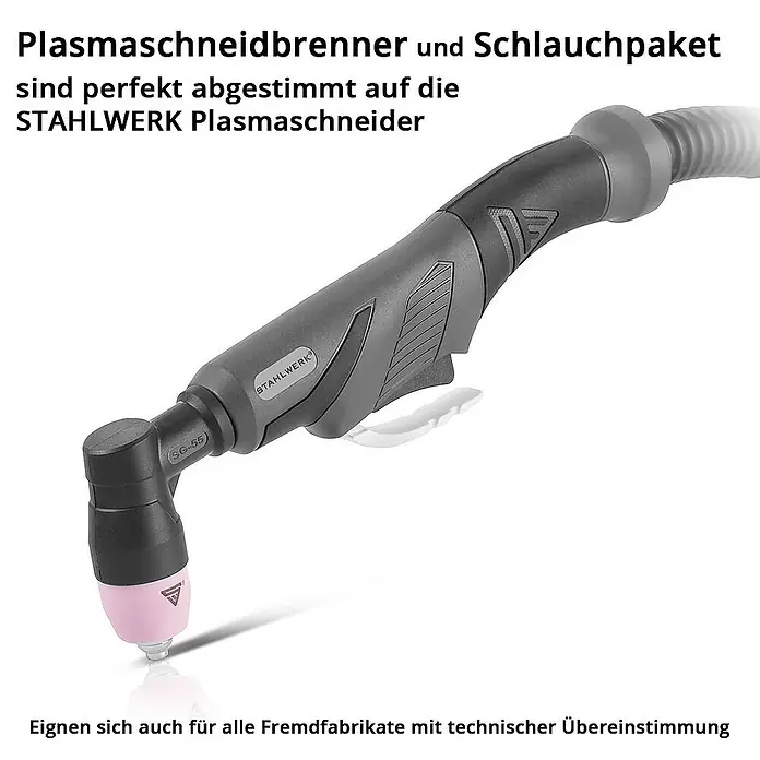 STAHLWERK Plasmaschneidbrenner AG-60 / SG-55 Schlauchpaket 8 Meter - Schweißstrom: 70 A