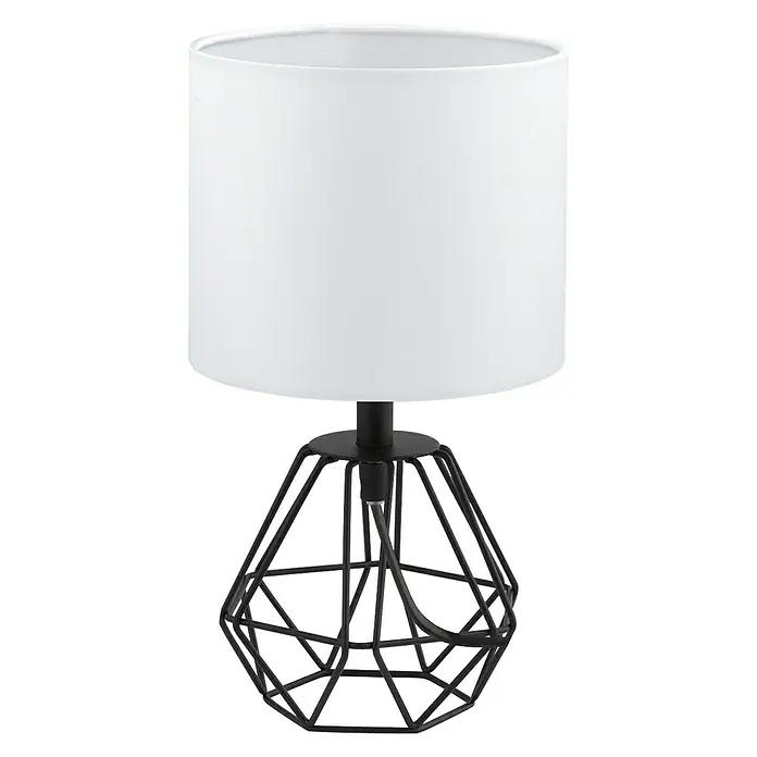 Eglo Lámpara de sobremesa Carlton 2 - 60 W, L x An x Al: 16,5 x 16,5 x 30,5 cm, Negro, E14 - Elegante lámpara de mesa con estructura de alambre negro y pantalla blanca. Esta lámpara combina diseño moderno y estética minimalista.