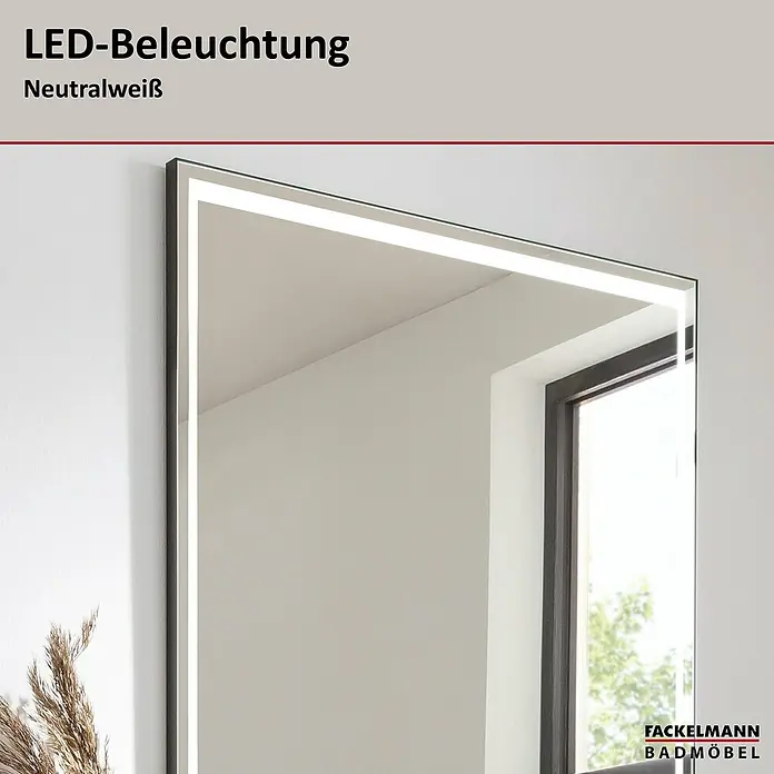 Fackelmann B.Paris LED-Lichtspiegel - 70,5 x 90,5 cm - Rechteckiger Spiegel mit neutralweißer LED-Beleuchtung.
