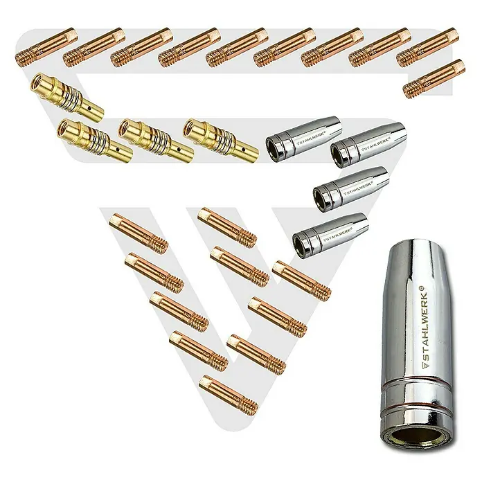 STAHLWERK Schweißzubehör-Set für MIG MAG AK15/MB15 AK14/MB14, 28-teilig - 