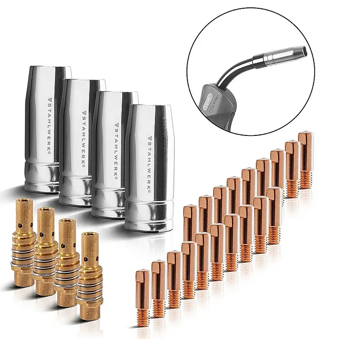 STAHLWERK Schweißzubehör-Set für MIG MAG AK15/MB15 AK14/MB14, 28-teilig - 