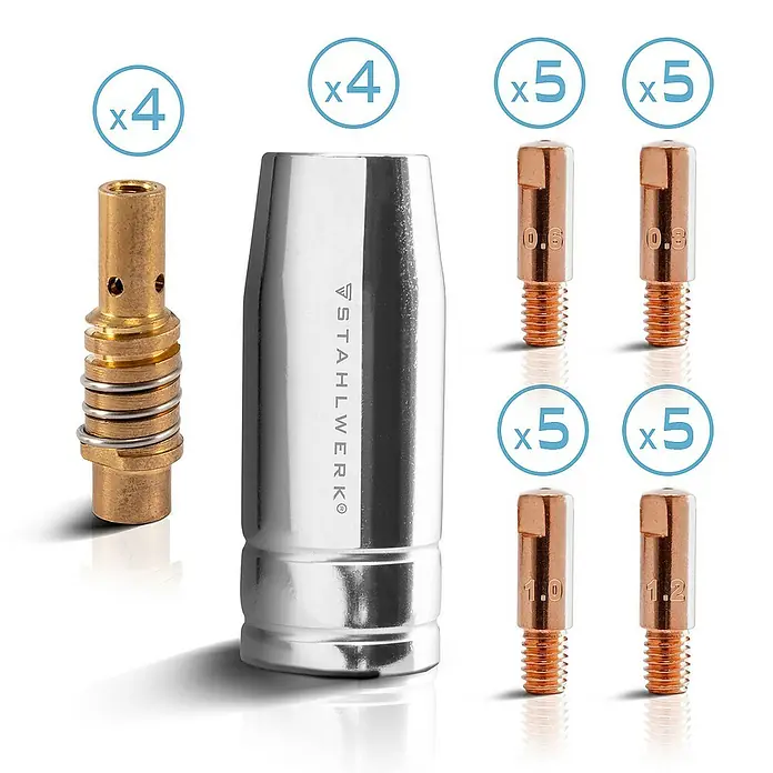 STAHLWERK Schweißzubehör-Set für MIG MAG AK15/MB15 AK14/MB14, 28-teilig - 