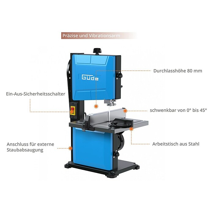 Güde Bandsäge GBS 200S (350 W, Durchlassbreite: 200 mm) | BAUHAUS