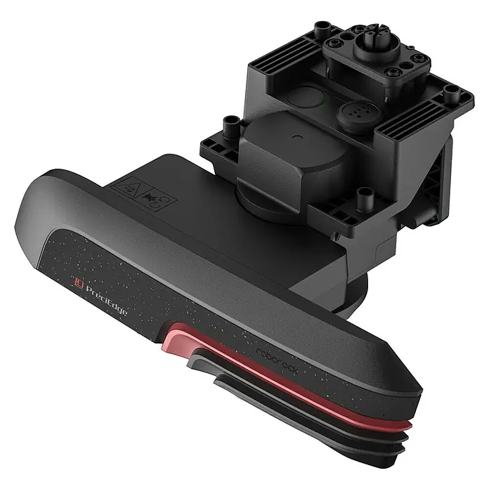 Roborock Zusatzmodul für Mähroboter - Roborock Mähroboter RockNeo Q - Schwarzes, texturiertes Robotermodul mit roter Akzentschicht, „PreciEdge“ und „roborock“ gebrandet, für präzise Kantenreinigung.