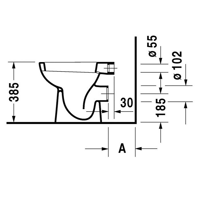 Duravit D-Code Stand-WCMit Spülrand, Ohne Spezialglasur, Spülform: Tief, WC Abgang: Waagerecht, Weiß Unknown