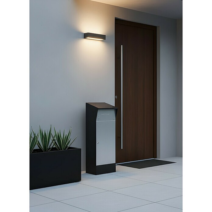Allux Paketbox Björn mit LED (L x B x H: 365 x 400 x 1 100 mm, Schwarz / Grau, Stahl, Paketfach) | BAUHAUS