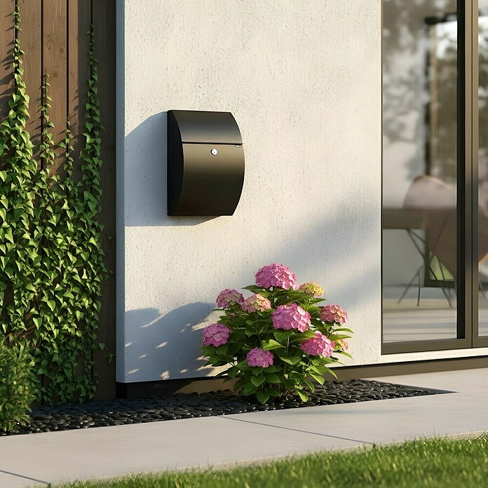 Allux Standbriefkasten 7000 (L x B x H: 195 x 320 x 510 mm, Schwarz, Stahl) | BAUHAUS