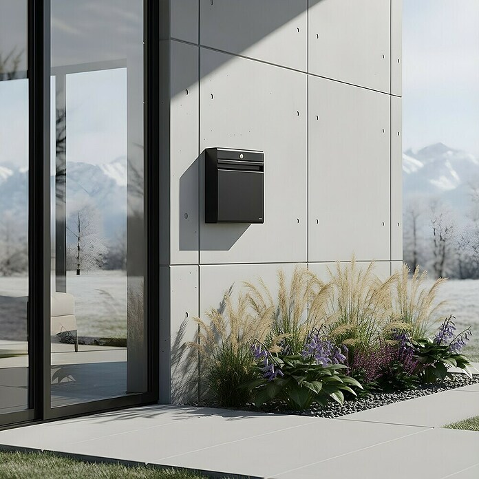 Allux Standbriefkasten Holscher (L x B x H: 175 x 370 x 480 mm, Schwarz, Stahl) | BAUHAUS