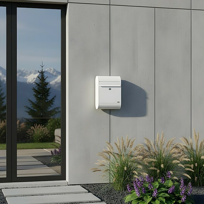 Allux Standbriefkasten 5000 (L x B x H: 160 x 320 x 460 mm, Weiß, Stahl) | BAUHAUS