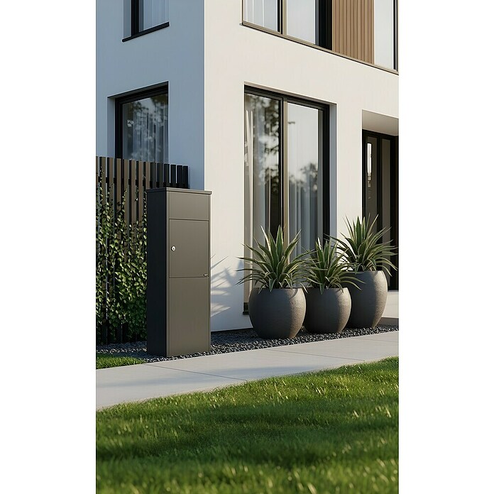 Allux Paketbox 600 (L x B x H: 230 x 380 x 1 050 mm, Anthrazit, Stahl, Sicherheitsschloss) | BAUHAUS