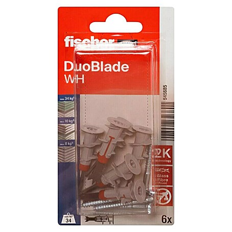 Fischer Duoblade Gipskartondübel-Set Rechts mit Schrauben (Mit Schrauben, Nylon, 6 Stk.)