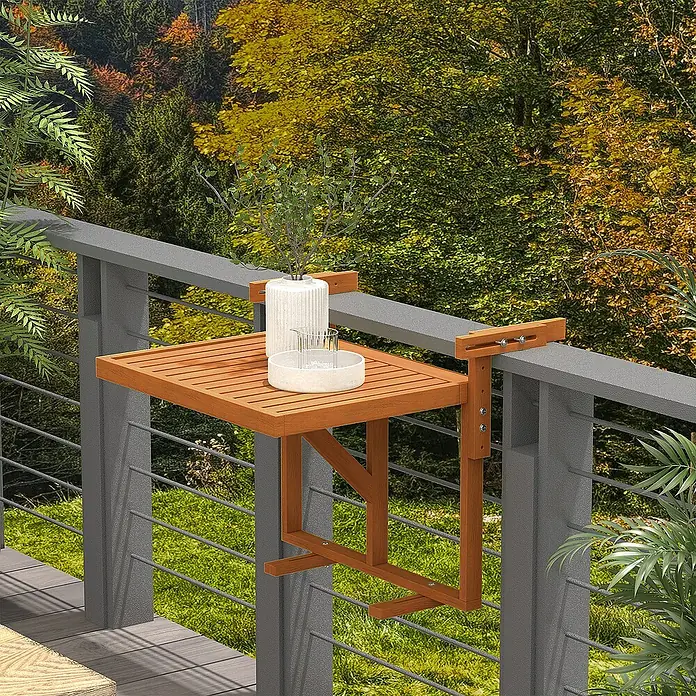 Outsunny Balkon-Hängetisch - Teak