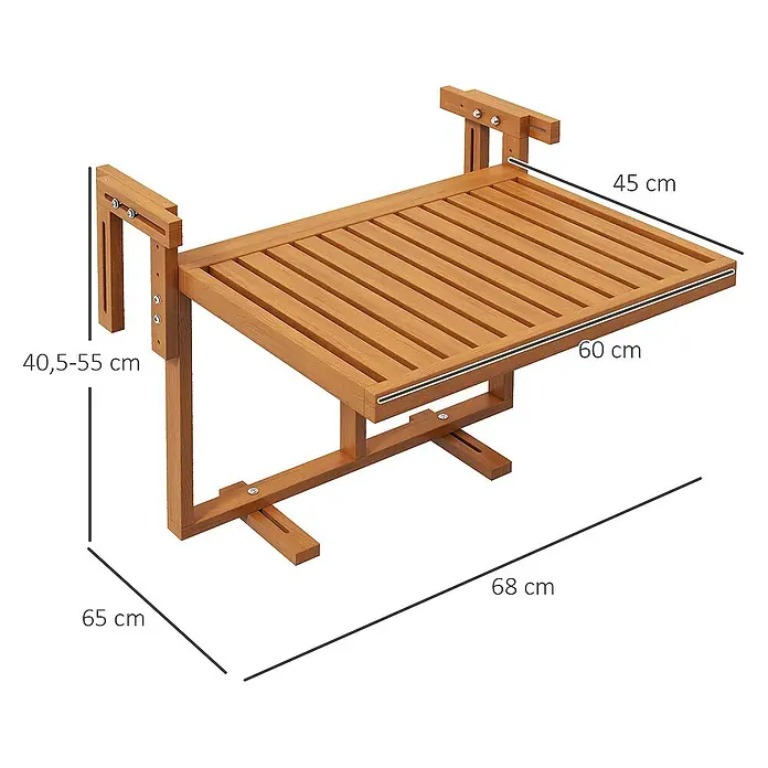 Outsunny Balkon-Hängetisch - Teak