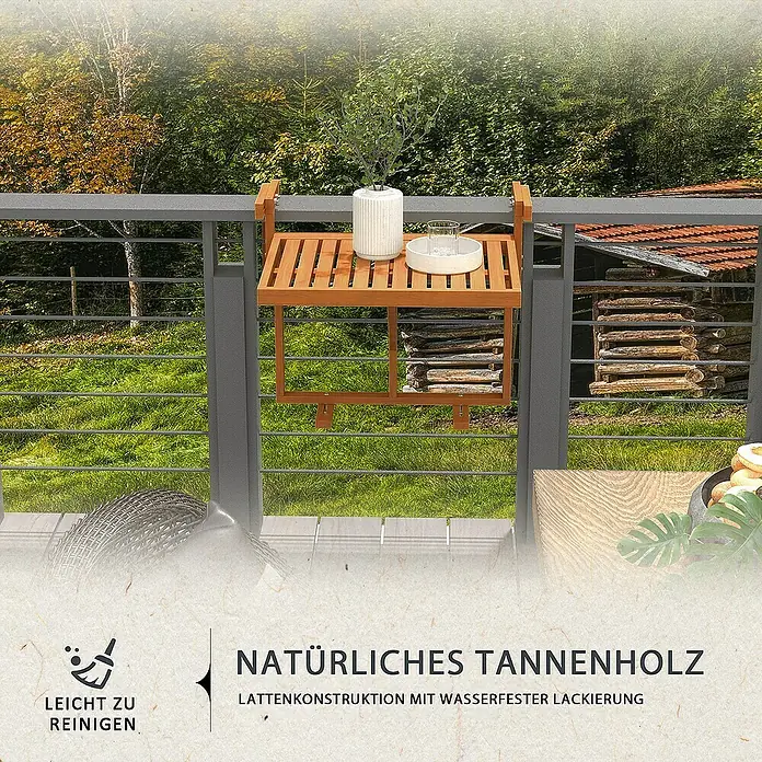 Outsunny Balkon-Hängetisch - Teak