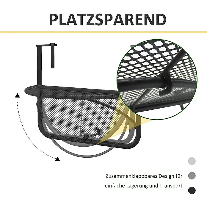 Outsunny Balkon-Hängetisch - Schwarz