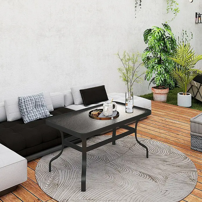 Outsunny Garten-Loungetisch - Schwarz, L x B x H: 95 x 55 x 46 cm